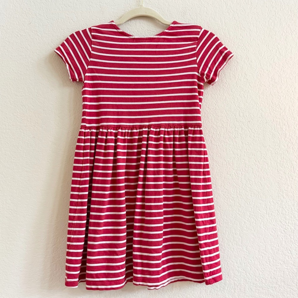 Hanna Andersson Kids Red White Striped Rainbow Pocket Dress Size 130 US 8 Cotton - Picture 8 of 10